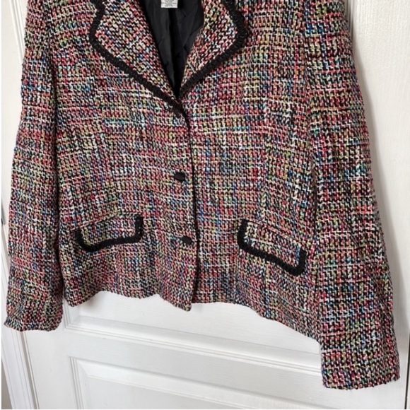 Vintage Sag Harbor Blazer Wool Blend Woven 80s Colorful Pink Orange Blue Green - Picture 3 of 16